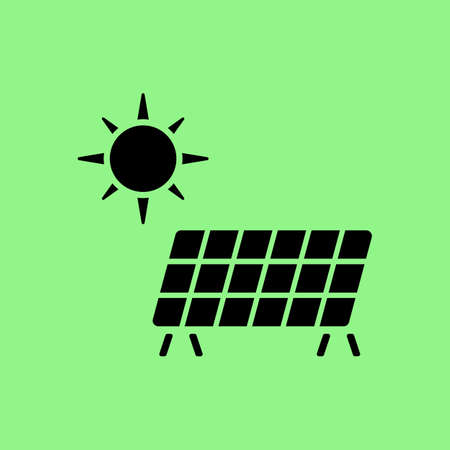 Solar energy panel icon. Flat web icon or sign isolated on green background. Collection modern trend concept design style vector illustration symbolのイラスト素材