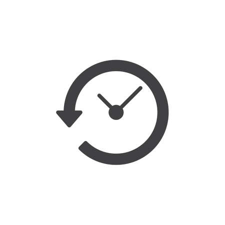 Clock with arrow around icon vector, filled flat sign, solid pictogram isolated on white.のイラスト素材