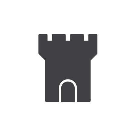 Fortress tower icon vector, filled flat sign, solid pictogram isolated on white. Symbol, logo illustration. Pixel perfectのイラスト素材