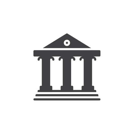 Court building icon vector, filled flat sign, solid pictogram isolated on white. Bank symbol, logo illustrationのイラスト素材