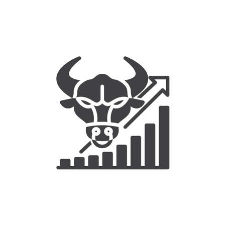 Stock market going up icon vector, filled flat sign, solid pictogram isolated on white. Bull trend symbol, logo illustrationのイラスト素材