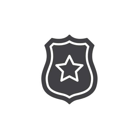 Sheriff badge with star icon vector, filled flat sign, solid pictogram isolated on white. Public safety symbol, illustrationのイラスト素材