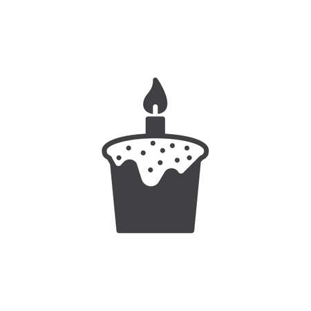 Easter cake with candle icon vector, filled flat sign, solid pictogram isolated on white. Symbol, logo illustrationのイラスト素材