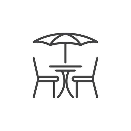 Street Cafe line icon, outline vector sign, linear pictogram isolated on white. Symbol, illustrationのイラスト素材
