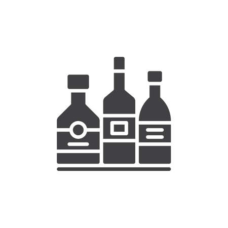 Alcohol beverage bottles icon vector, filled flat sign, solid pictogram isolated on white. Bar symbol, illustrationのイラスト素材
