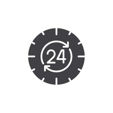 24 hours , around the clock icon vector, filled flat sign, solid pictogram isolated on white. Symbol,  illustrationのイラスト素材
