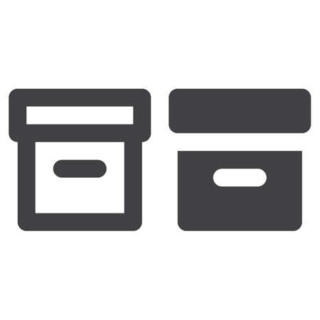 Office File Box thick line and solid icon, outline and filled vector sign, linear and full pictogram isolated on white. Archive symbol,  illustrationのイラスト素材