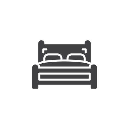 Double bed icon vector, filled flat sign, solid pictogram isolated on white. Symbol, illustrationのイラスト素材