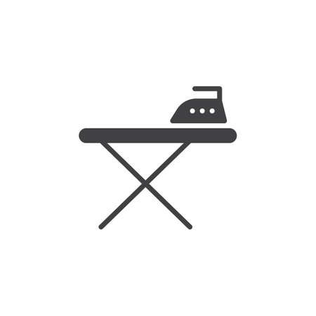 Ironing board and iron icon vector, filled flat sign, solid pictogram isolated on white. Symbol,  illustrationのイラスト素材