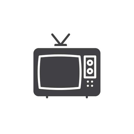 Television icon vector, filled flat sign, solid pictogram isolated on white. Cable TV symbol, illustrationのイラスト素材
