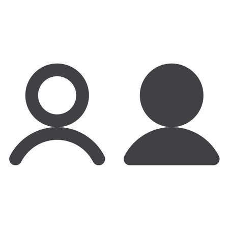 Person thick line and solid icon, outline and filled vector sign, linear and full pictogram isolated on white. User account symbol, illustrationのイラスト素材