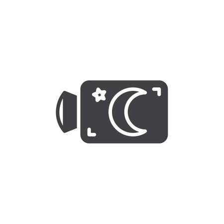 Night, low light camera icon vector, filled flat sign, solid pictogram isolated on white. Symbol, illustrationのイラスト素材
