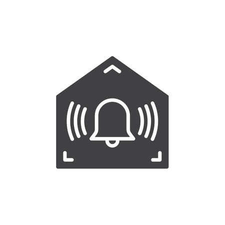Home secured by alarm system icon vector, filled flat sign, solid pictogram isolated on white. Symbol, illustrationのイラスト素材