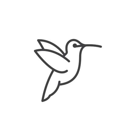 Hummingbird line icon, outline vector sign, linear pictogram isolated on white. Symbol, logo illustrationのイラスト素材