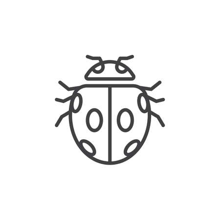 Insect, ladybird beetle line icon, outline vector sign, linear pictogram isolated on white. Symbol,  illustrationのイラスト素材