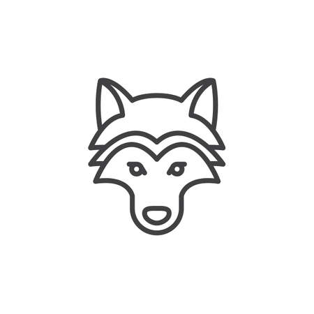 Wolf head line icon, outline vector sign, linear pictogram isolated on white. Symbol,  illustrationのイラスト素材