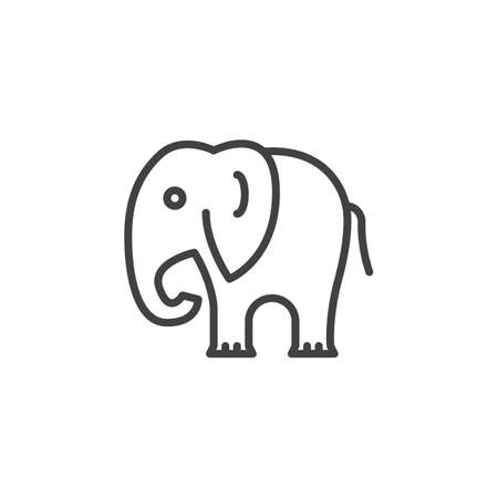 Elephant line icon, outline vector sign, linear pictogram isolated on white. Symbol, logo illustrationのイラスト素材