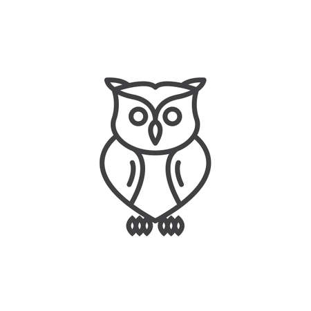 Owl line icon, outline vector sign, linear pictogram isolated on white. Symbol, logo illustrationのイラスト素材