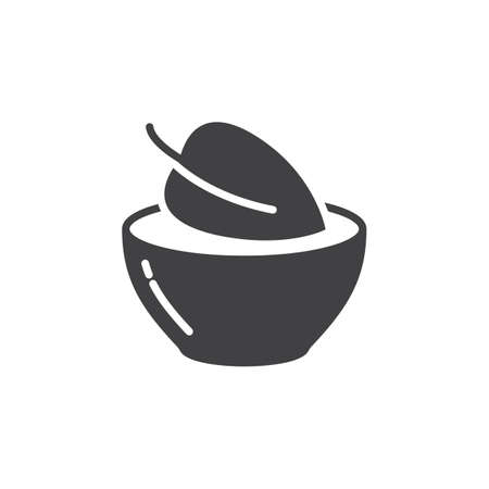 Vegan food symbol. Leaf in a dish icon vector, filled flat sign, solid pictogram isolated on white, logo illustrationのイラスト素材