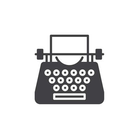Typewriter icon vector, filled flat sign, solid pictogram isolated on white. Symbol, logo illustrationのイラスト素材