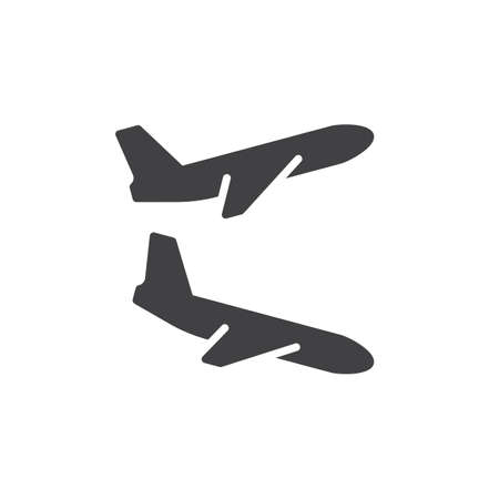Plane landing, takeoff icon vector, filled flat sign, solid pictogram isolated on white. Flight departures, arrivals symbol, logo illustrationのイラスト素材