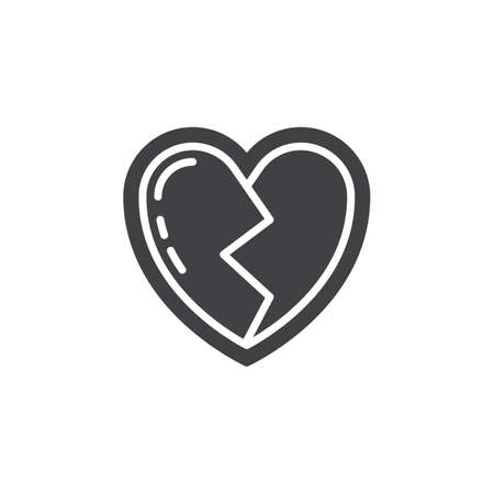 Broken heart icon vector, filled flat sign, solid pictogram isolated on white. Symbol, logo illustrationのイラスト素材