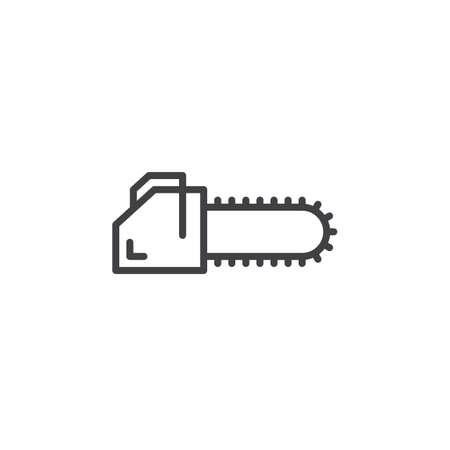 Chainsaw line icon, outline vector sign, linear pictogram isolated on white. Symbol, logo illustrationのイラスト素材