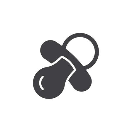 Pacifier, nipple icon vector, filled flat sign, solid pictogram isolated on white. Symbol, logo illustrationのイラスト素材