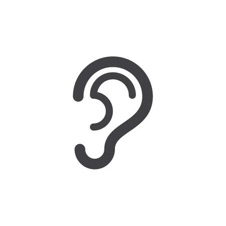 Ear icon vector, filled flat sign, solid pictogram isolated on white. Hearing symbol, logo illustrationのイラスト素材