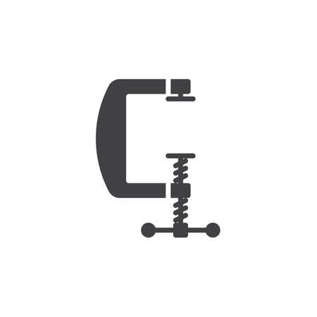 C clamp icon vector, filled flat sign, solid pictogram isolated on white. Compress symbol, logo illustrationのイラスト素材
