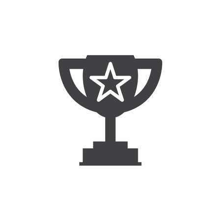 Winner trophy symbol. Loving cup with star icon vector, filled flat sign, solid pictogram isolated on white, logo illustrationのイラスト素材