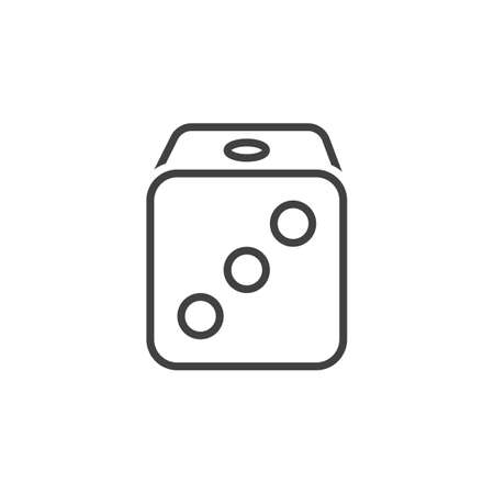 Dice line icon, outline vector sign, linear pictogram isolated on white. logo illustrationのイラスト素材