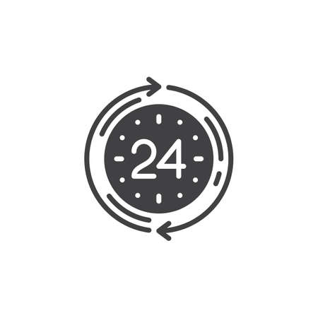 24 hours service icon vector, filled flat sign, solid pictogram isolated on white, logo illustrationのイラスト素材