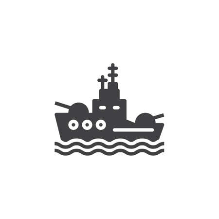 Battleship icon vector, filled flat sign, solid pictogram isolated on white. Symbol, logo illustrationのイラスト素材