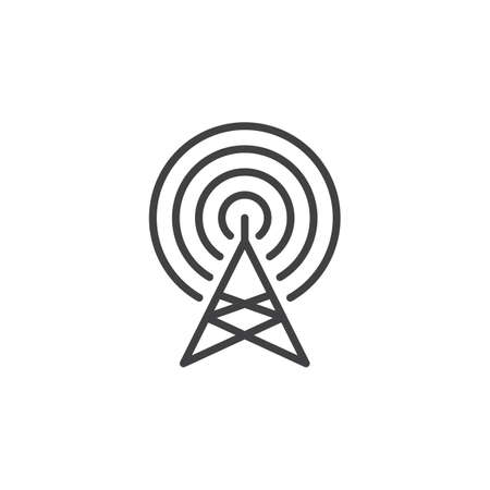 Radar antenna line icon, outline vector sign, linear pictogram isolated on white. Symbol, logo illustrationのイラスト素材