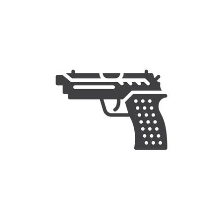 Gun, pistol icon vector, filled flat sign, solid pictogram isolated on white. Symbol, logo illustrationのイラスト素材