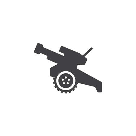 Howitzer, cannon icon vector, filled flat sign, solid pictogram isolated on white. Symbol, logo illustrationのイラスト素材