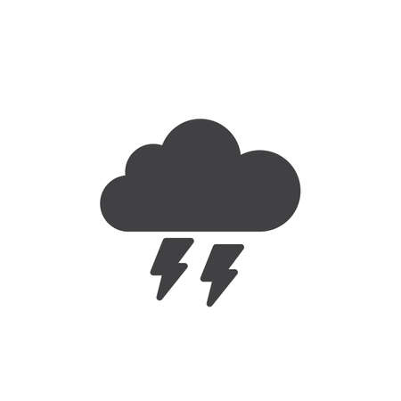 thunderstorm icon vector, solid logo illustration, pictogram isolated on whiteのイラスト素材