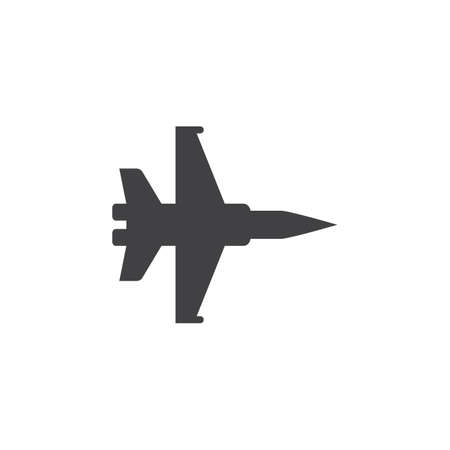 Military aircraft icon vector, plane solid logo illustration, jet fighter pictogram isolated on whiteのイラスト素材