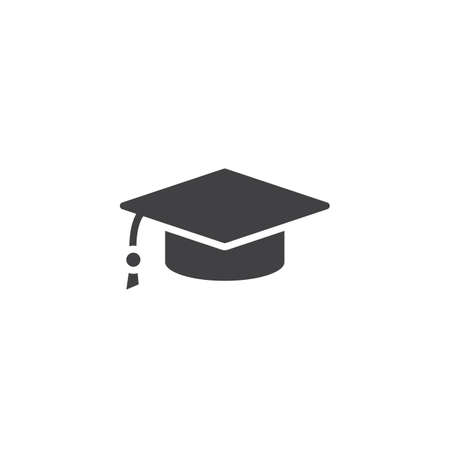 graduation cap icon vector, solid logo illustration, pictogram isolated on whiteのイラスト素材