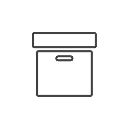 Archive box line icon, outline vector logo illustration, linear pictogram isolated on whiteのイラスト素材