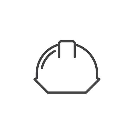 Safety helmet line icon, outline vector sign, linear style pictogram isolated on white. Hard hat symbol, logo illustration. Editable stroke. Pixel perfectのイラスト素材