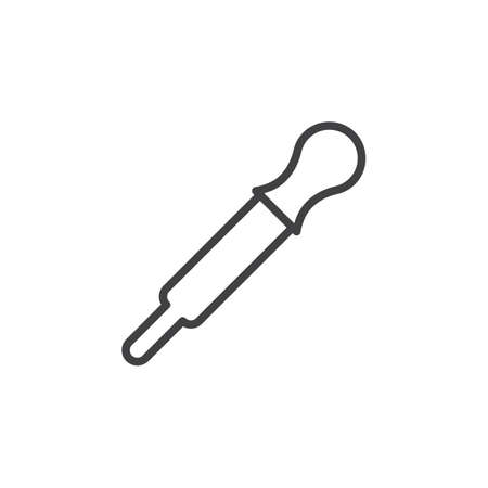 Pipette, color picker line icon, outline vector sign, linear style pictogram isolated on white. Eyedropper symbol, logo illustration. Editable stroke. Pixel perfectのイラスト素材