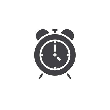 Alarm clock icon vector, solid logo, pictogram isolated on white, pixel perfect illustrationのイラスト素材