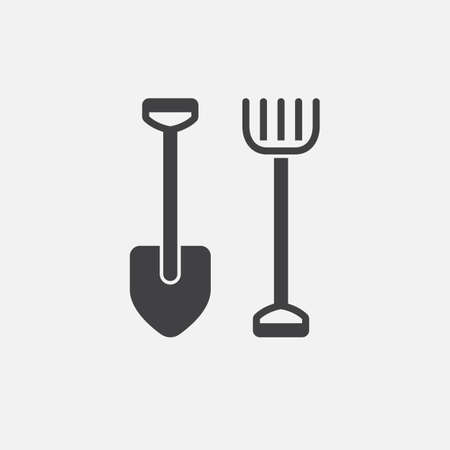 Shovel and rake iconのイラスト素材
