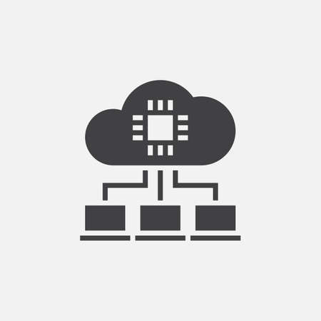 Cloud computing solid icon, vector illustration, pictogram isolated on whiteのイラスト素材