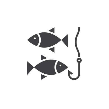 Fishing icon vector, solid logo, pictogram isolated on white, pixel perfect illustrationのイラスト素材