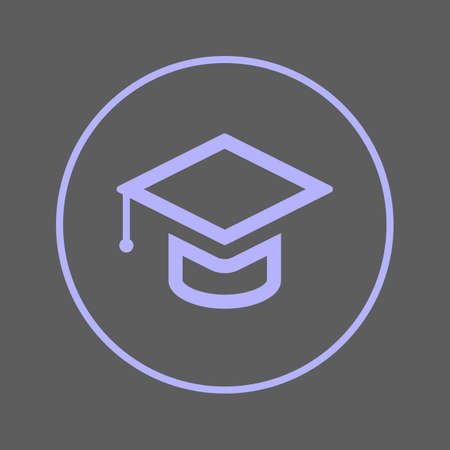 Graduation, Square academic cap circular line icon. Round colorful sign. Education flat style vector symbolのイラスト素材