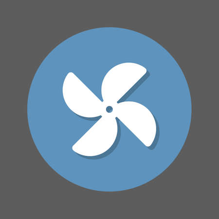 Paper windmill, pinwheel flat icon. Round colorful button, circular vector sign with shadow effect. Flat style designのイラスト素材