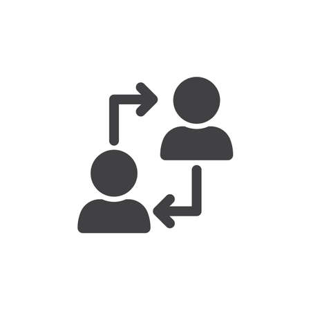 Human resources symbol. Users with arrows icon vector, solid logo illustration, pictogram isolated on whiteのイラスト素材